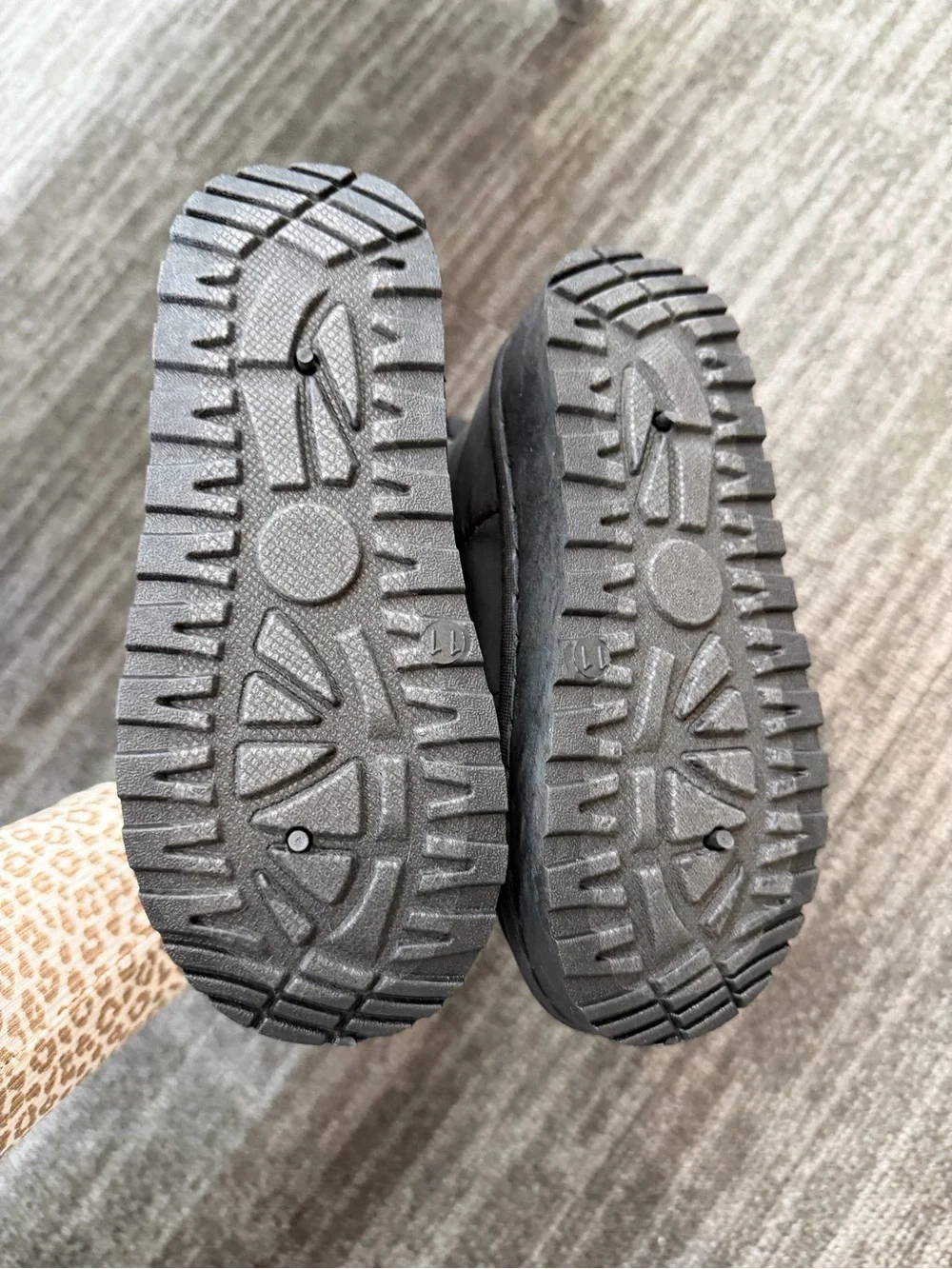 bebe Black Quilted Ankle Winter Boots with Rhinestone Logo